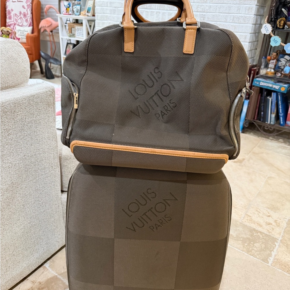 LV Travel Bag 2 piece Set Vintage Brown